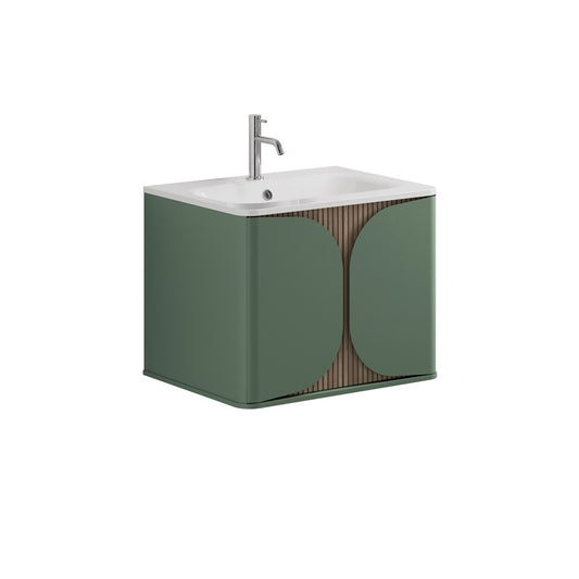 Tambour 600mm One Drawer Wall Hung Vanity with 1TH Basin