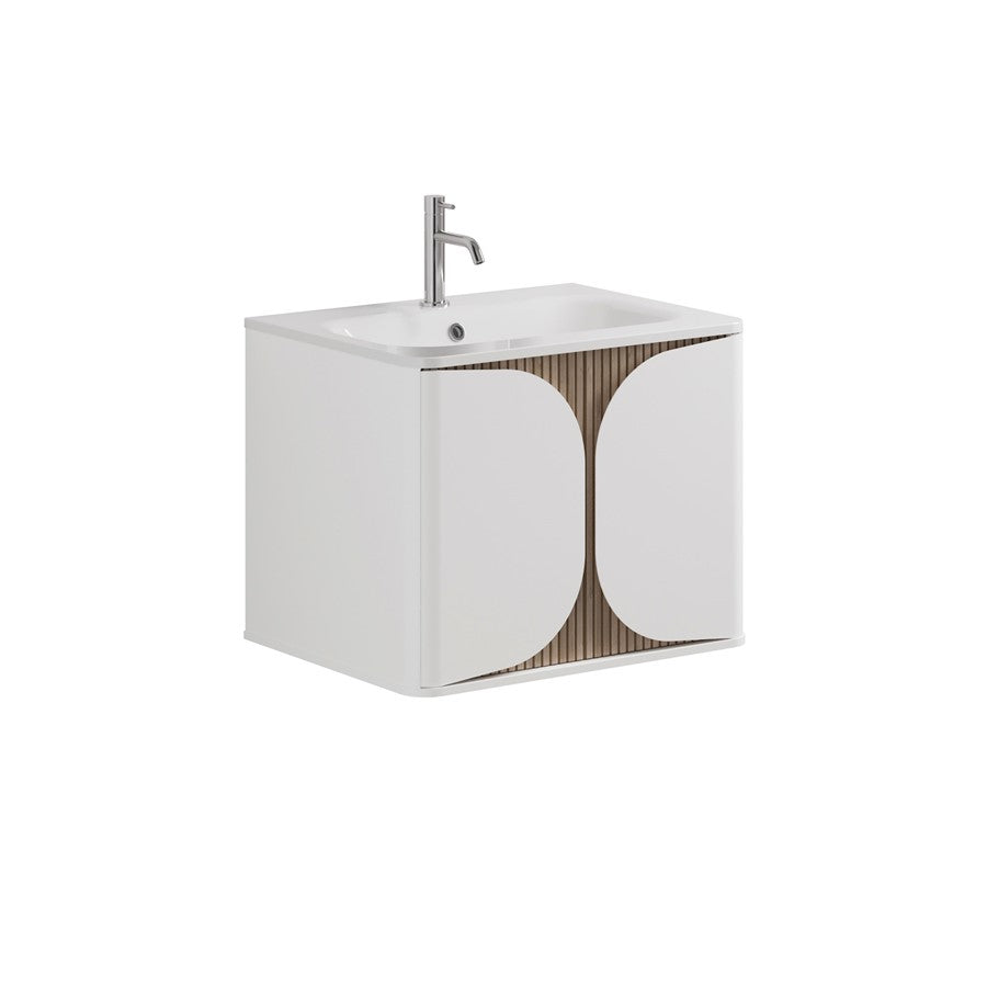Tambour 600mm One Drawer Wall Hung Vanity with 1TH Basin