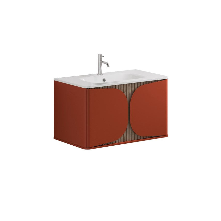 Tambour 800mm One Drawer Wall Hung Vanity with 1TH Basin