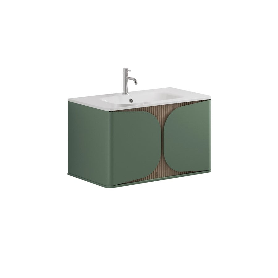 Tambour 800mm One Drawer Wall Hung Vanity with 1TH Basin