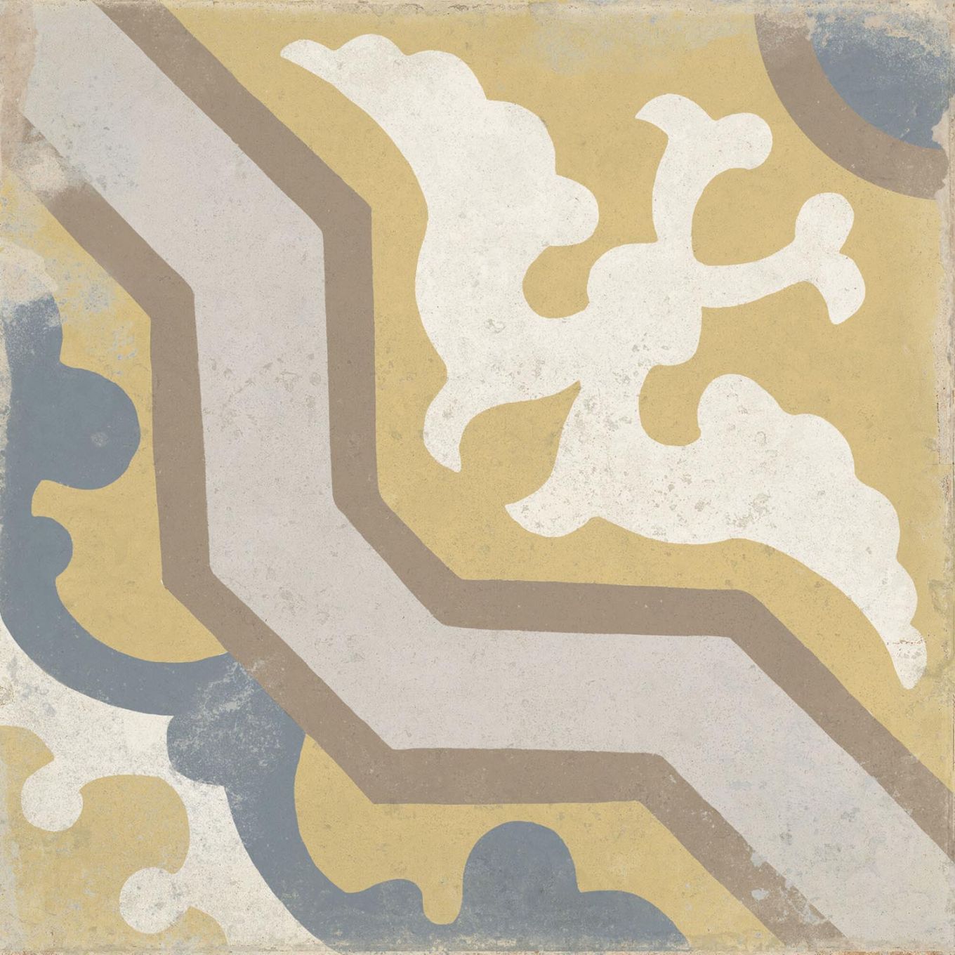 Rome Mustard Matt Porcelain Patterned Tile 223x223mm
