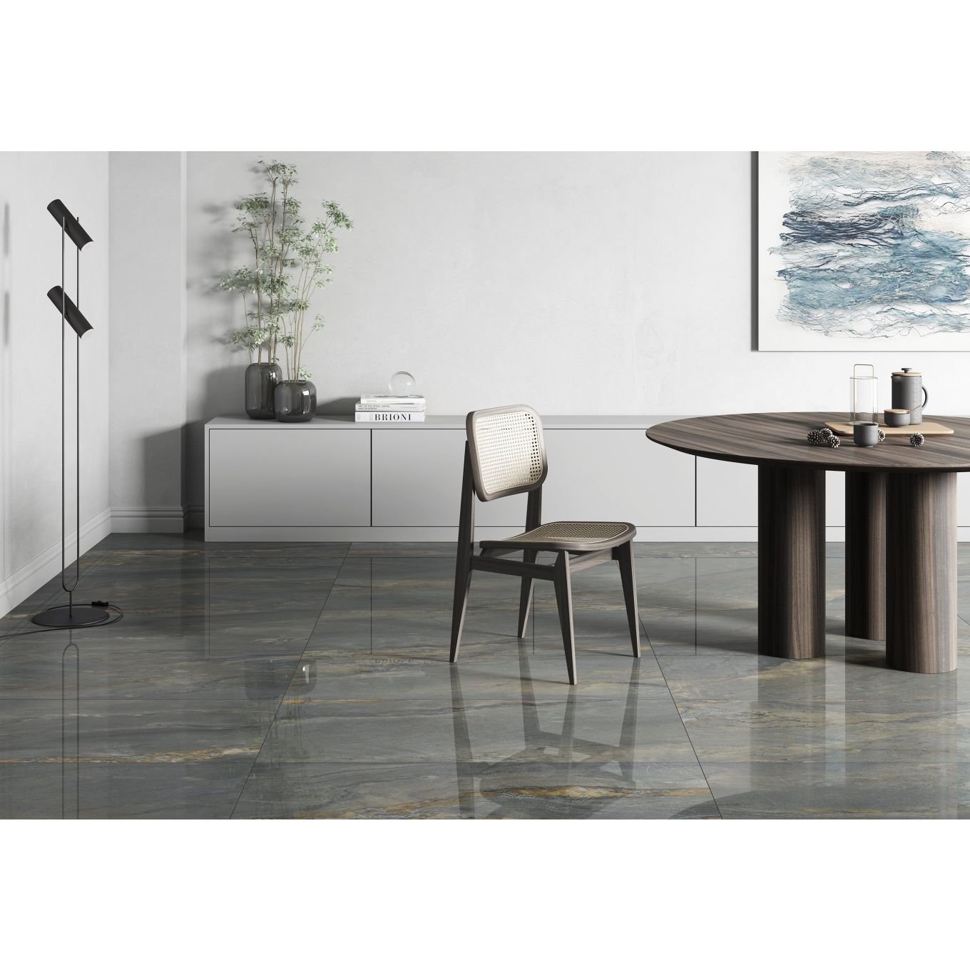 Duomo Dark Grey Marble Gloss Porcelain Tile 600x1200mm