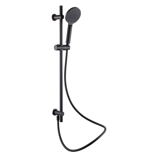 Zena Matt Black Round Shower Slide Rail Kit