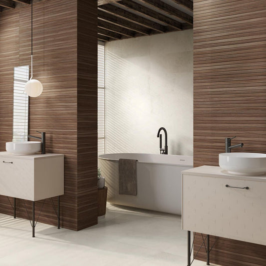Amazon Wengue Slatted Wood Matt Ceramic Tile 900x300mm