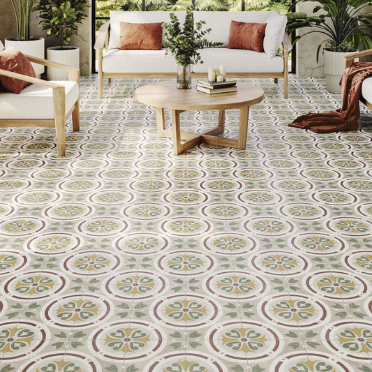 Acropolis Taupe Matt Porcelain Patterned Tile 223x223mm
