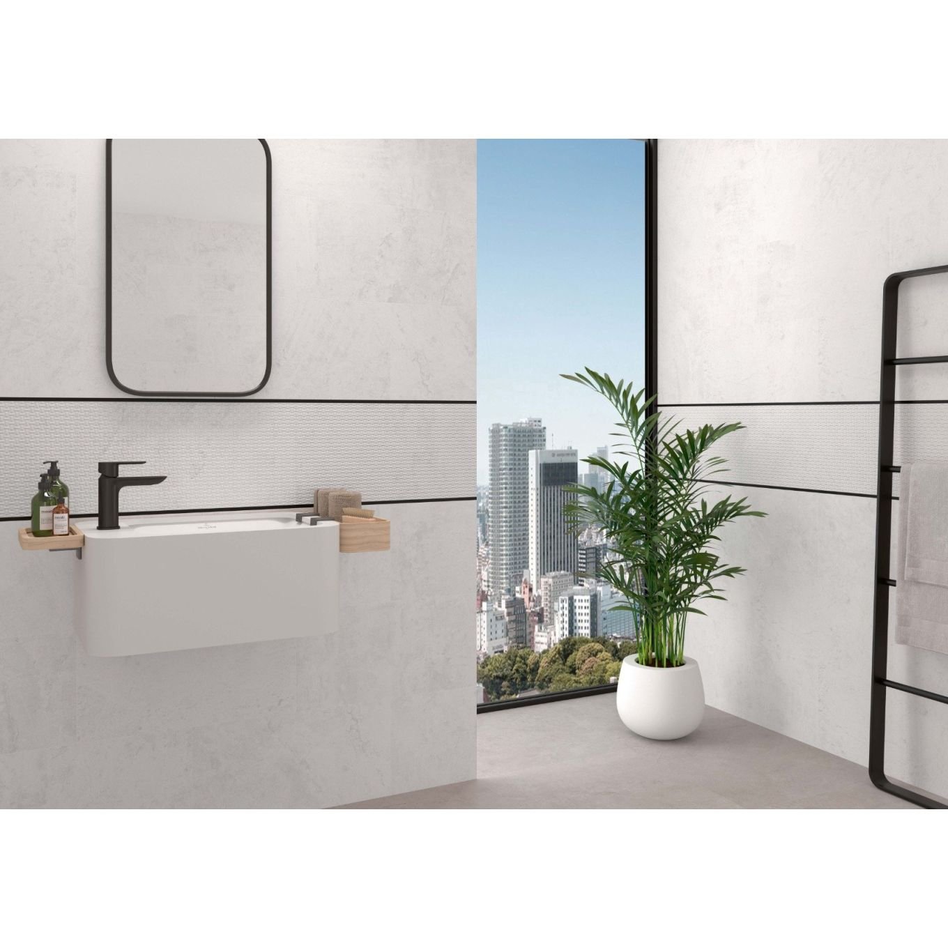 Donovan White Concrete Effect Porcelain Tile 600x1200mm