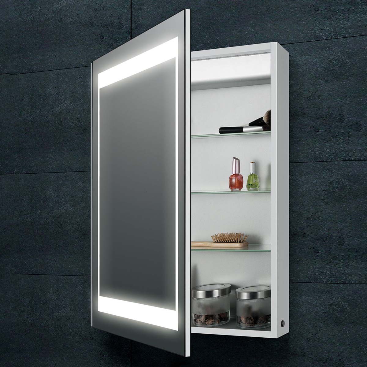 Lana LED Single Door Mirrored Wall Cabinet