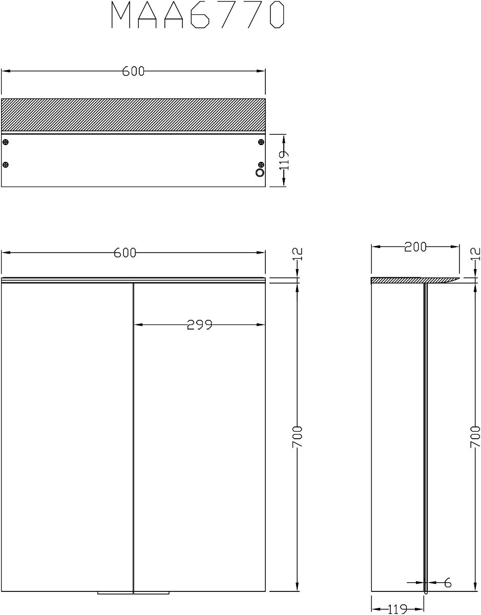 Ruby LED Double Door Mirror Wall Cabinet 600mm
