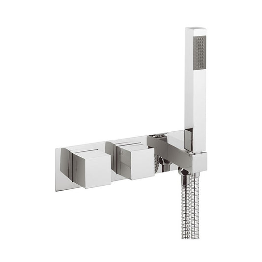 Water Square 2 Outlet 2 Handle Concealed Thermostatic Shower Valve & Handset