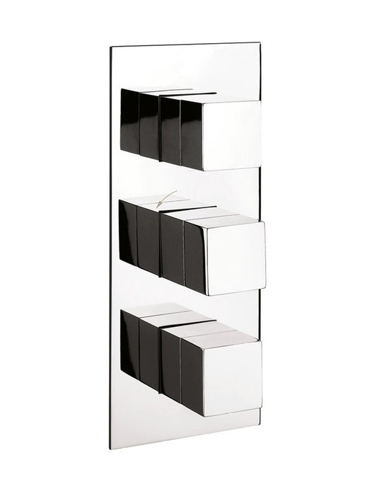Water Square 2 Outlet 3 Handle Concealed Thermostatic Shower Valve Portrait 