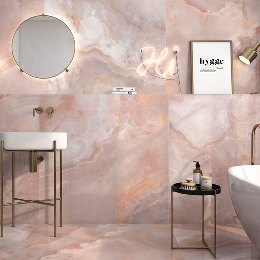 Osaka Coral Super Polished Porcelain Onyx Tile 600x1200mm