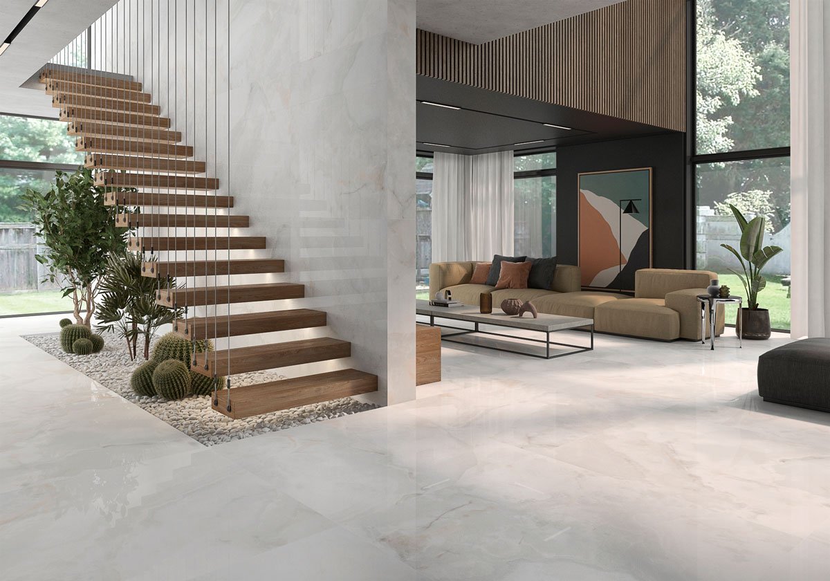 Osaka White Super Polished Porcelain Onyx Tile 600x1200mm