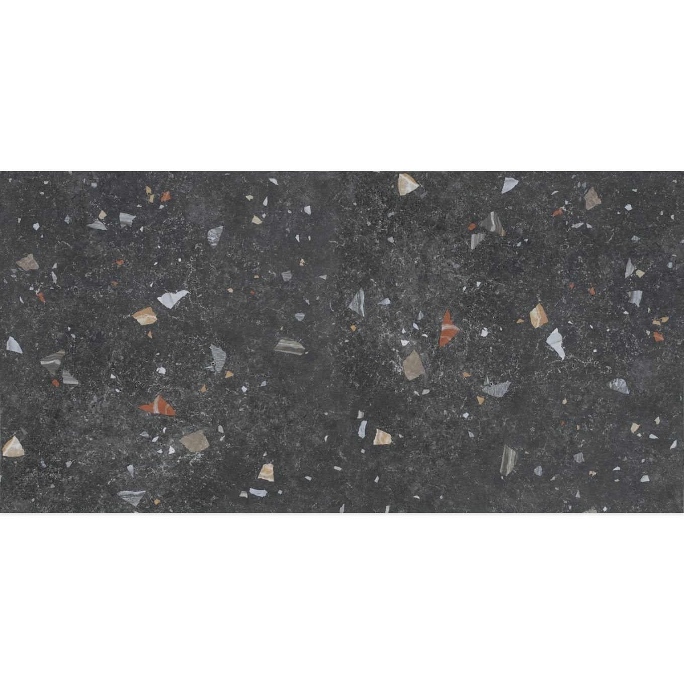Bono Noir Black Matt Porcelain Terrazzo Tile 600x1200mm