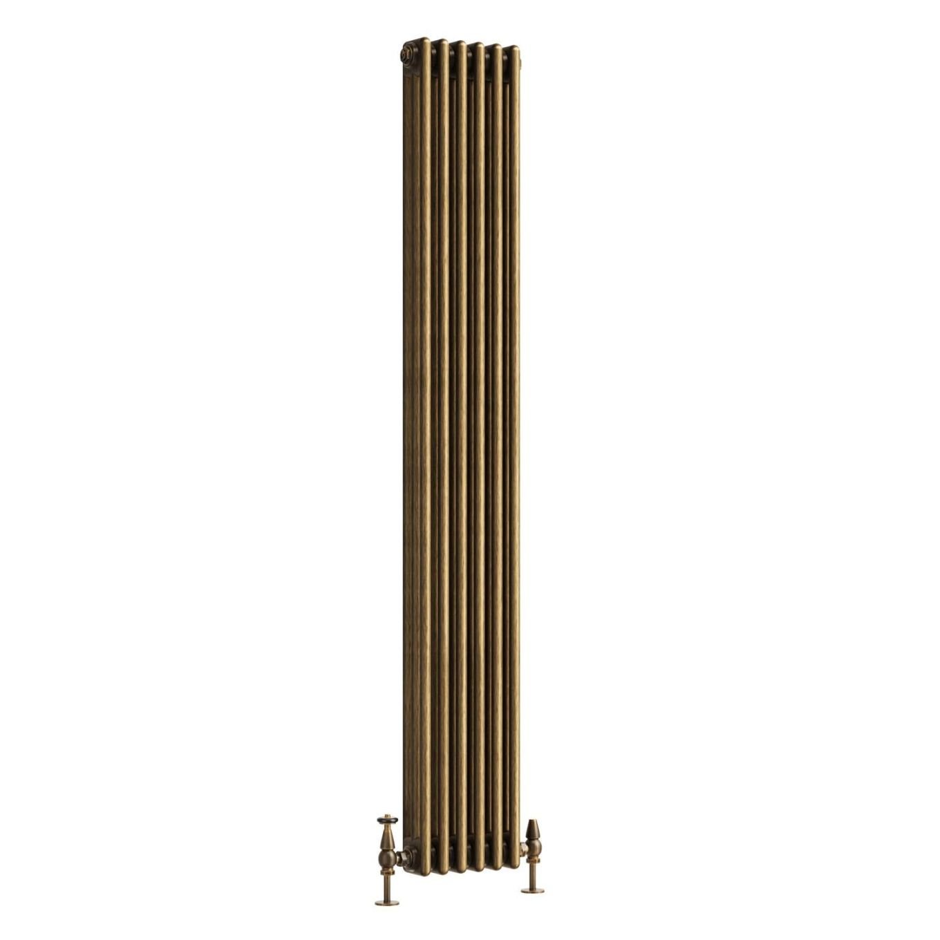 Clement Antique Brass Triple Vertical Column Radiator 1800x290mm