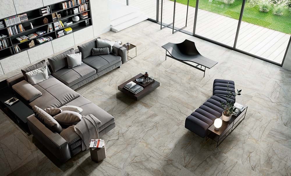 Errigo Grey Marble Gloss Porcelain Tile 900x900mm