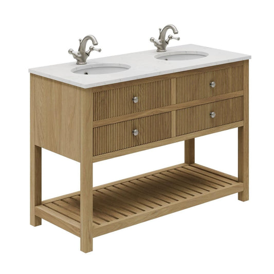 Addison Ribbed Natural Oak Floor Standing Vanity Unit 1200mm