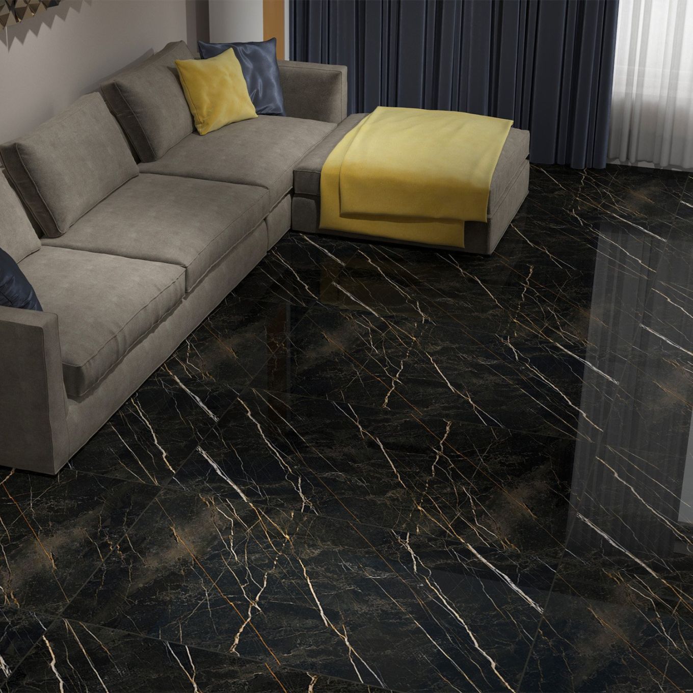 Supernova Black High Gloss Porcelain Tile 1200x600mm