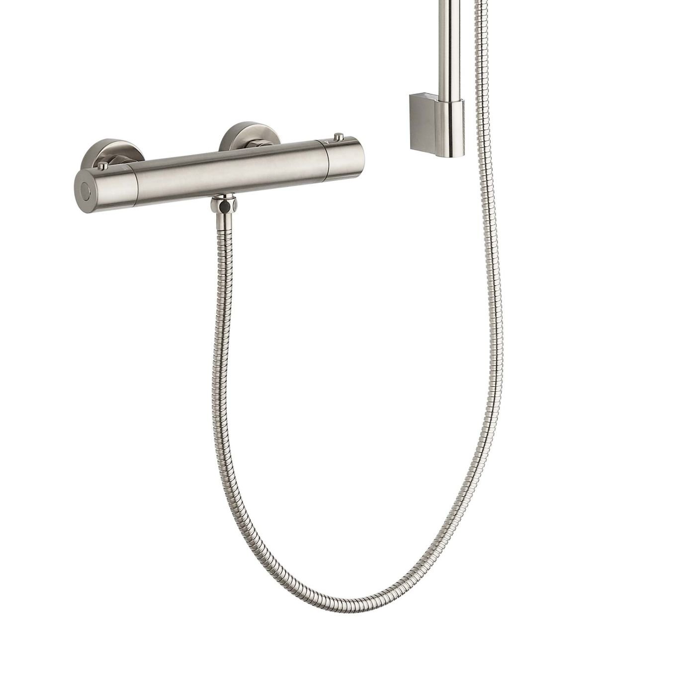 Aden Nickel Round Exposed Thermostatic Bar Valve & Slide Rail Shower Kit