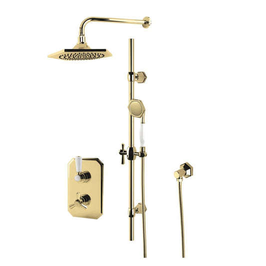 Adonis Gold Dual Outlet Concealed Valve with Shower Head & Slide Rail