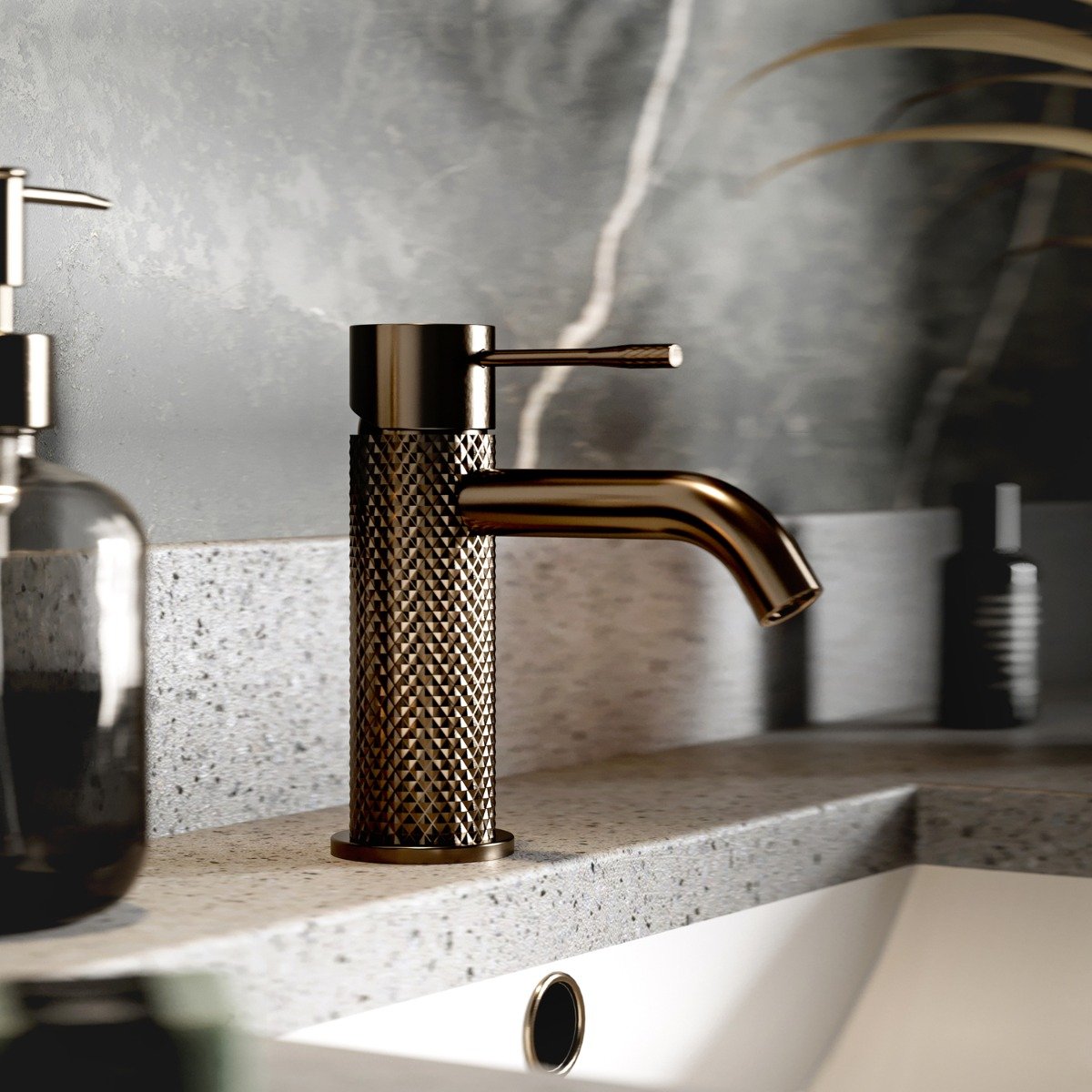 Moray Satin Bronze Knurled Basin Tap