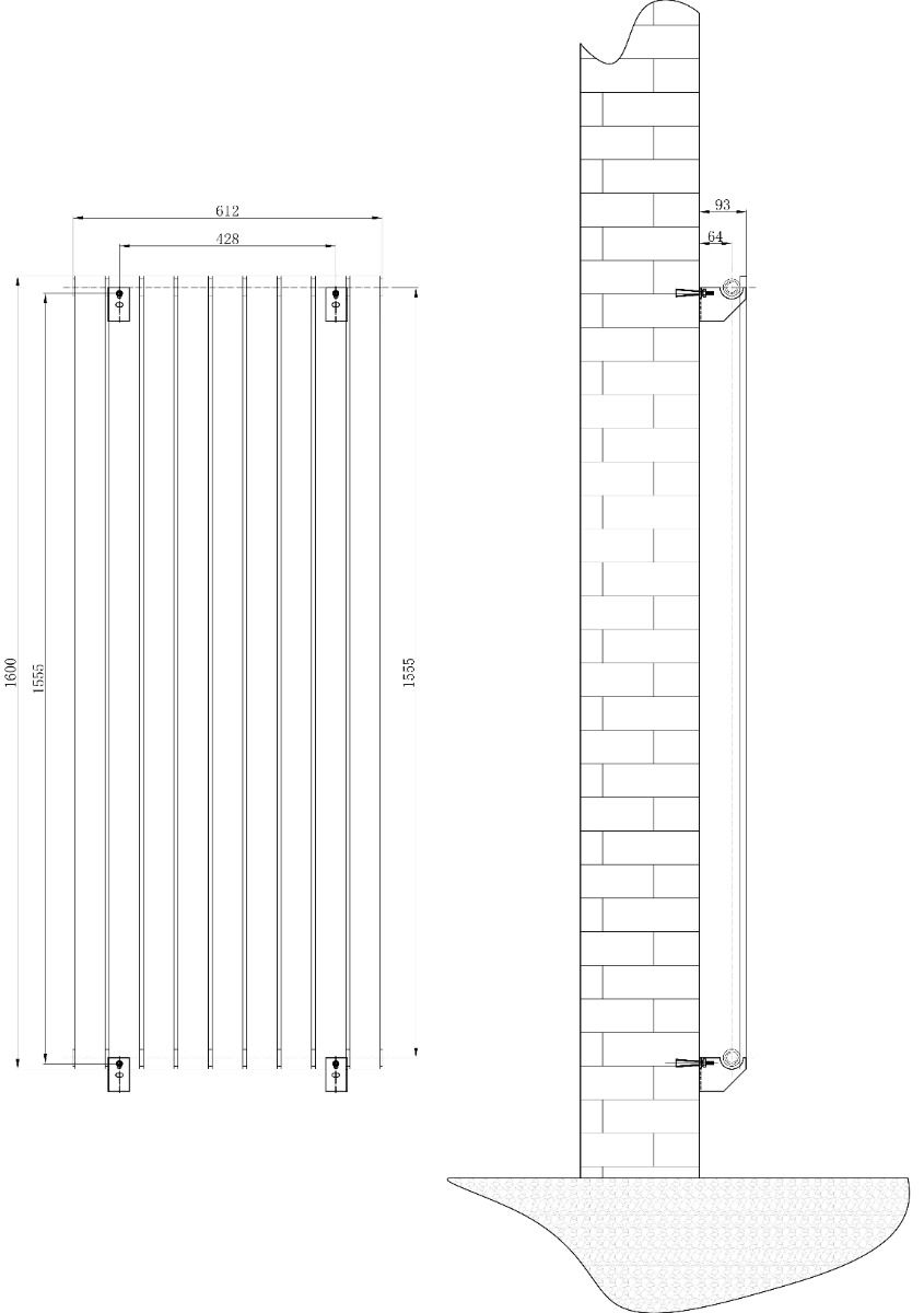 Perth Matt Black Double Vertical Flat Panel Radiator 1600x610mm